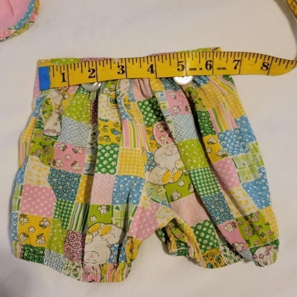 Vintage 70s Easter or Summer Romper with Bunny Rabbit Plaid Quirky OOAK